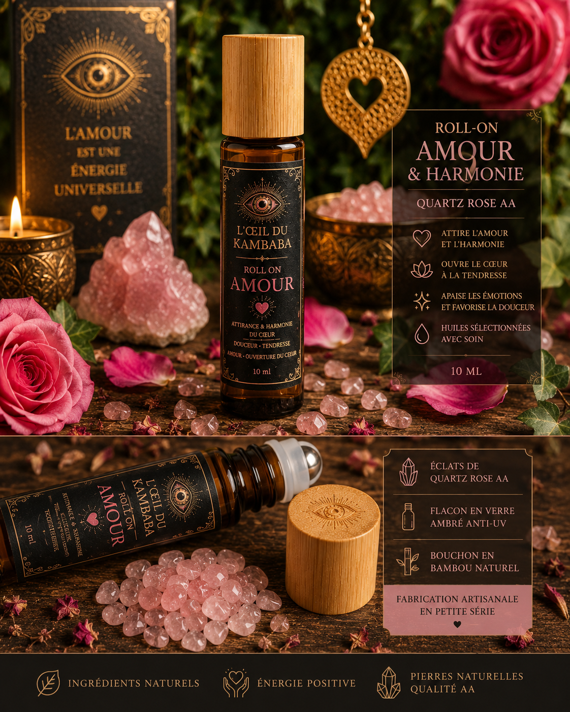 ❤️ Roll-On Amour & Harmonie – Quartz Rose