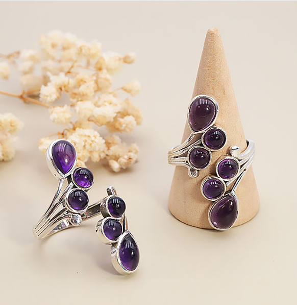 Bague Argent 925 Modèle 01 Améthyste Brésil AA