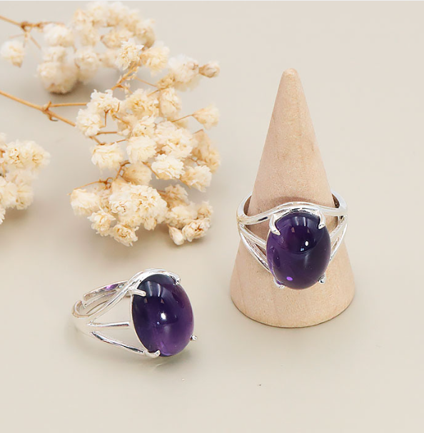 Bague Argent 925 Modèle 08 Améthyste Brésil AA