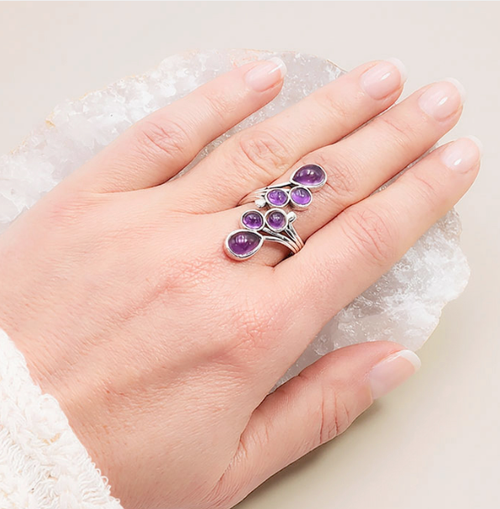 Bague Argent 925 Modèle 01 Améthyste Brésil AA