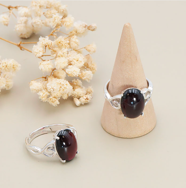 Bague réglable en Argent 925 – Grenat Rhodolite naturel AAA