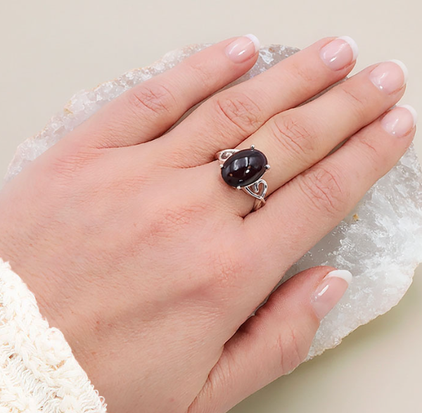 Bague réglable en Argent 925 – Grenat Rhodolite naturel AAA