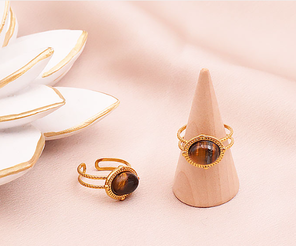 Bague Sahira Dorée Oeil de Tigre A