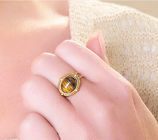 Bague Sahira Dorée Oeil de Tigre A
