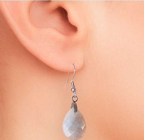 BOUCLE D'OREILLE LYOR ARGENTÉE LABRADORITE