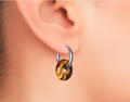 BOUCLE D'OREILLE LOA ARGENTÉE OEIL DE TIGRE A