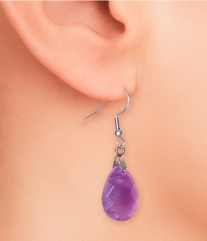 BOUCLE D'OREILLE LYOR ARGENTÉE AMÉTHYSTE AA
