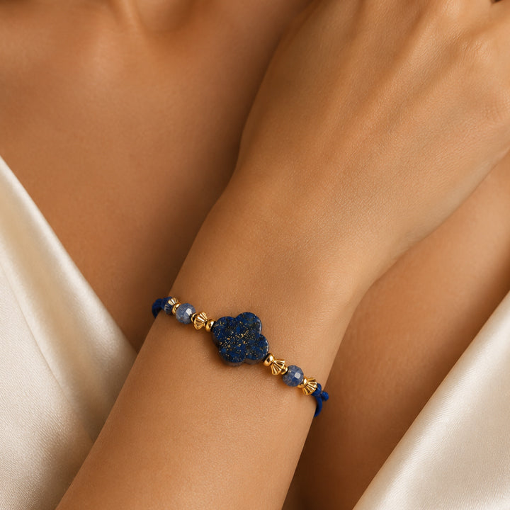 Bracelet Boréale doré en lapis-lazuli