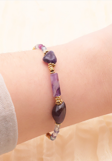 Bracelet Clartéa Doré Fluorine Multicolore , Améthyste A