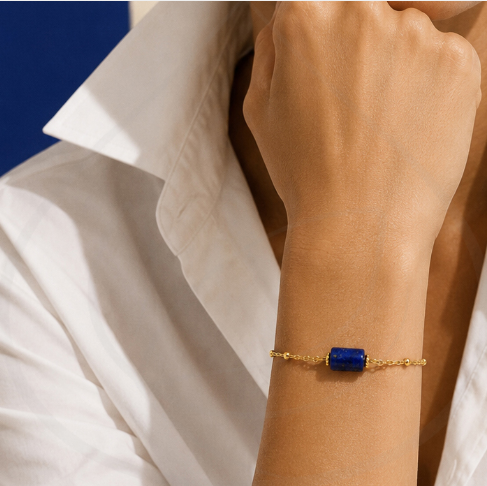 Bracelet doré – Lapis Lazuli naturel