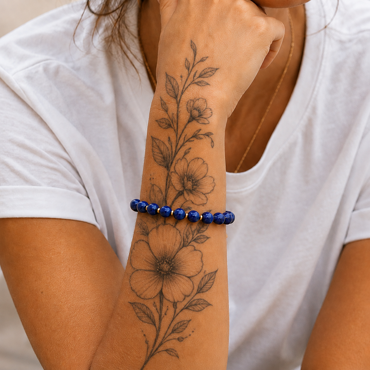 Bracelet doré – Lapis Lazuli naturel