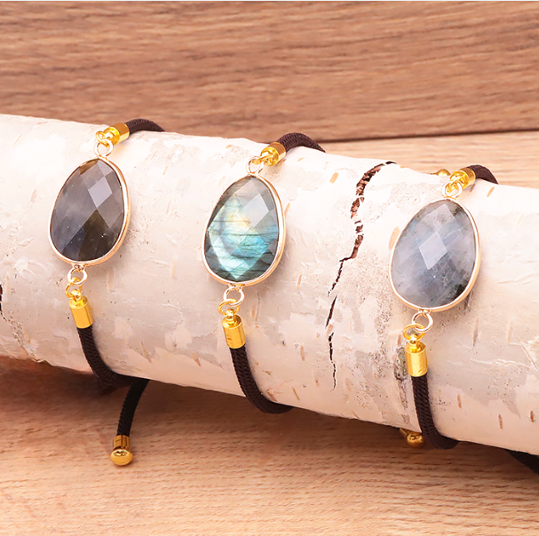 Bracelet cordon réglable labradorite