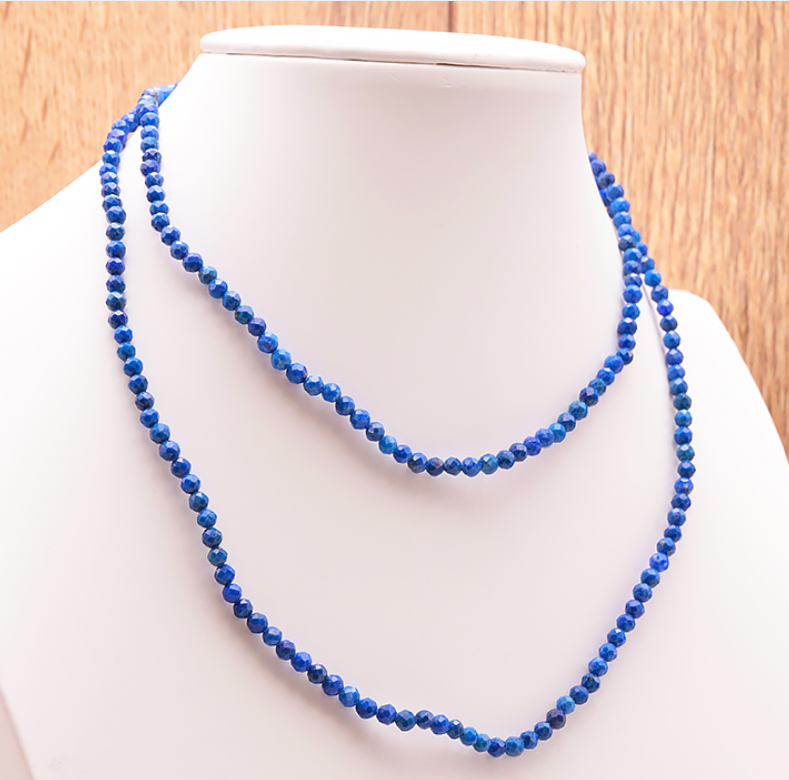 Collier Lapis Lazuli facetté 4 mm – Pierre naturelle d’Égypte