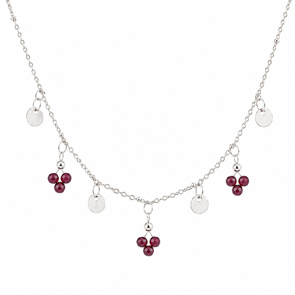 Collier argenté – Grenat Rhodolite naturel