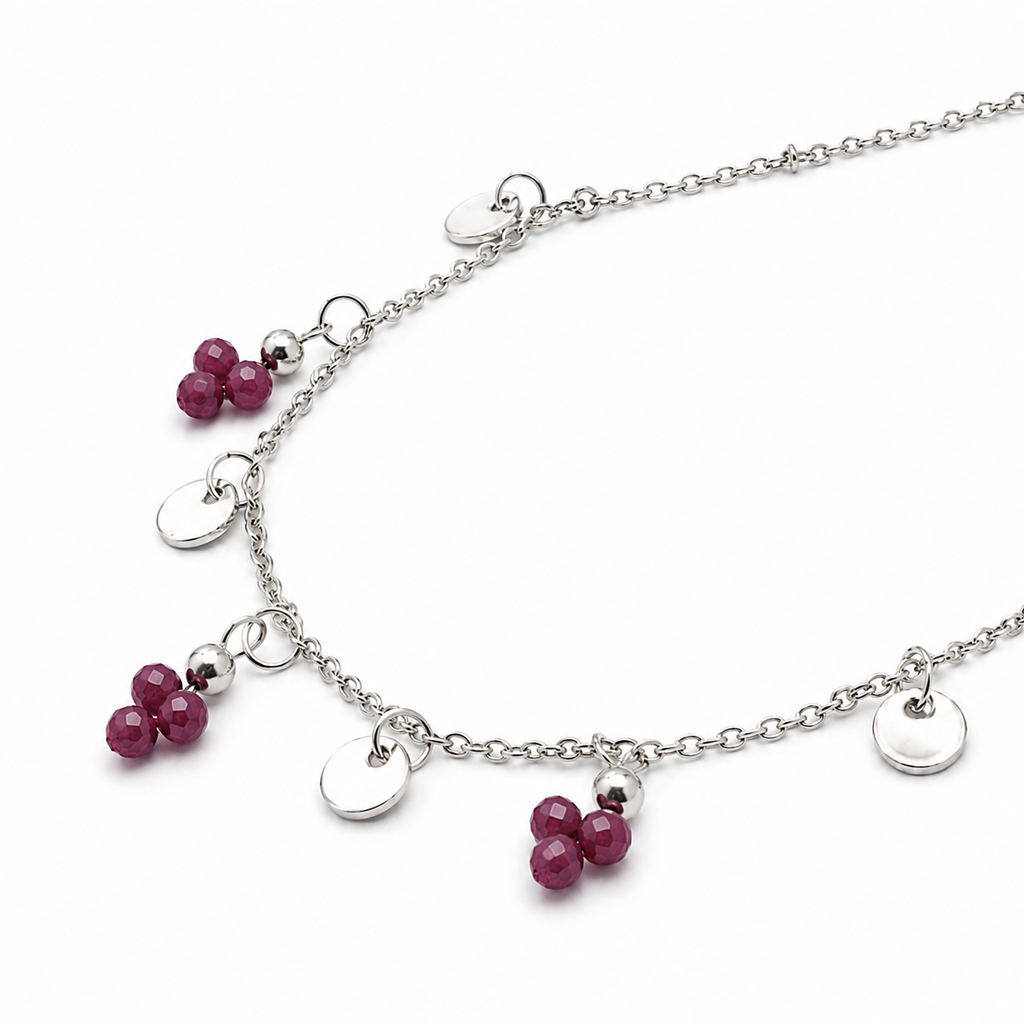 Collier argenté – Grenat Rhodolite naturel