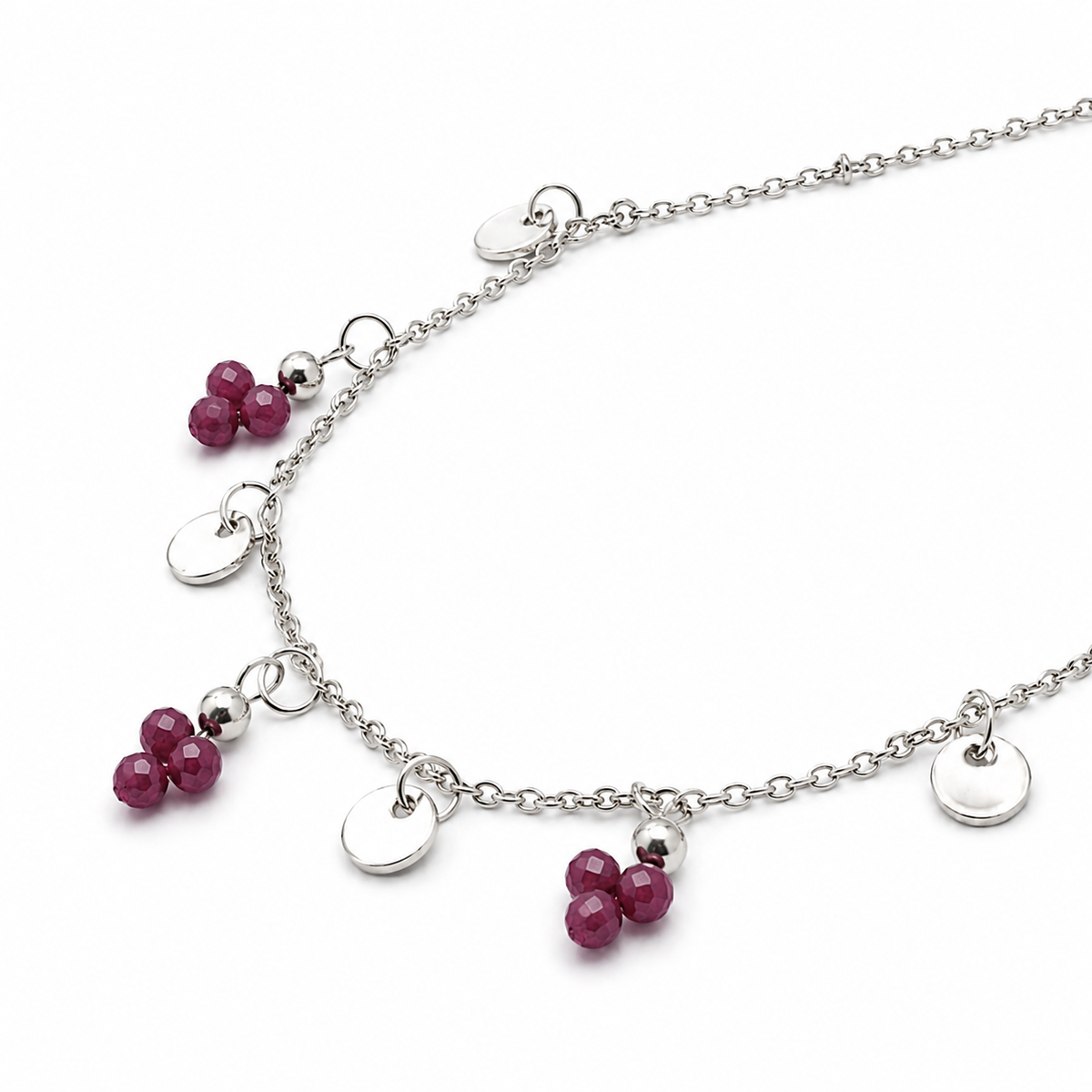 Collier argenté – Grenat Rhodolite naturel