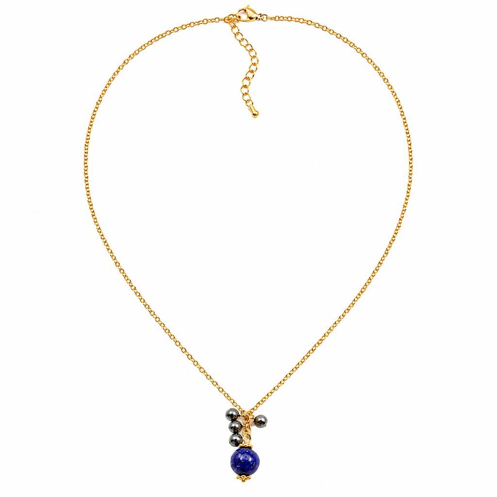 Collier doré – Hématite & Lapis Lazuli