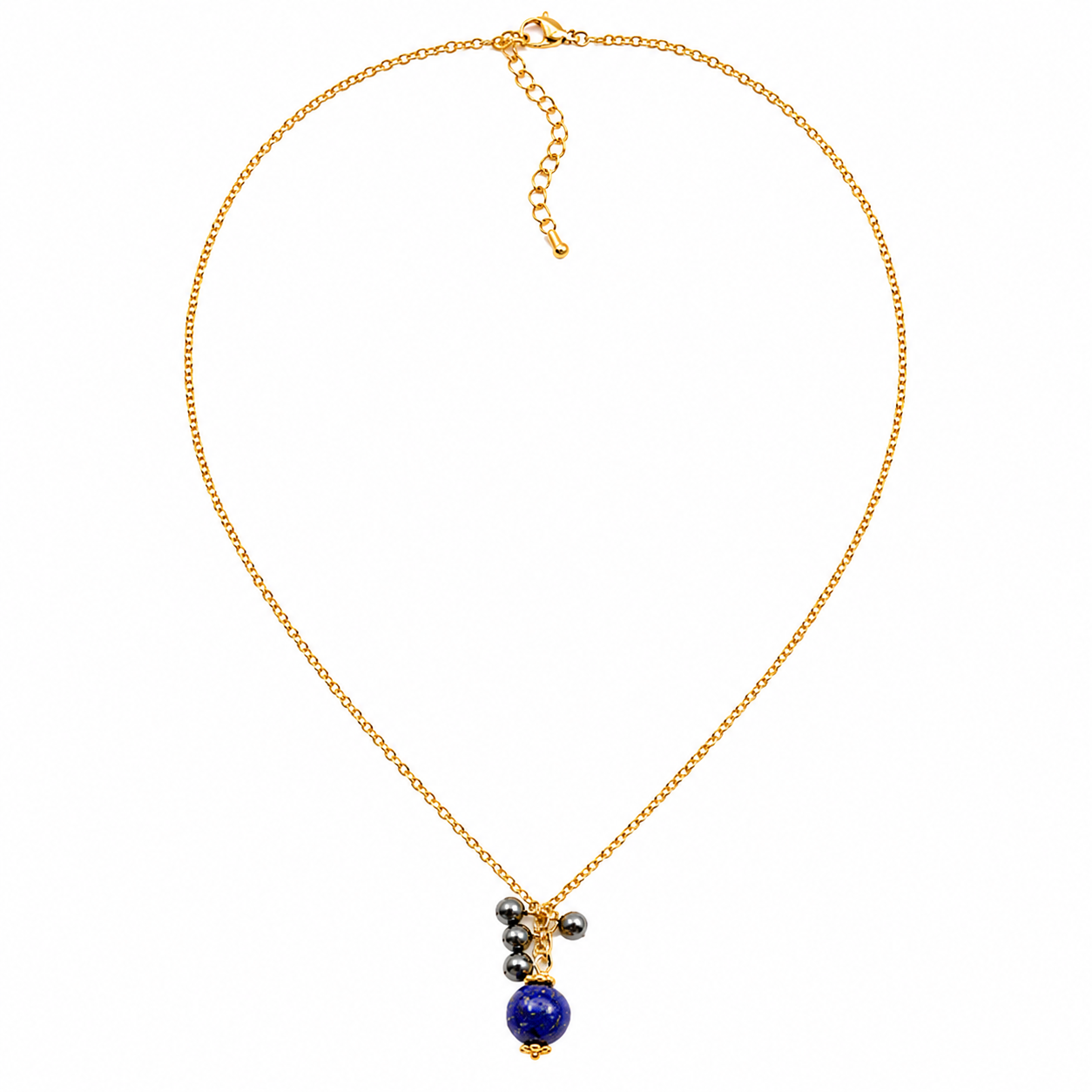 Collier doré – Hématite & Lapis Lazuli