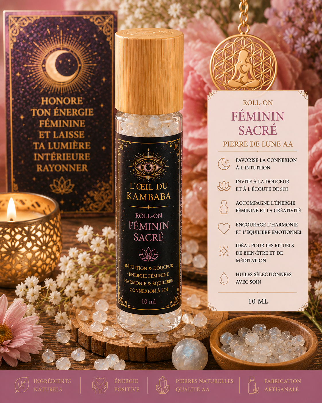 Roll-On Féminin Sacré – Pierre de Lune AA