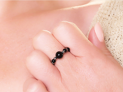 BAGUE ONDINE ARGENTÉE HÉMATITE, ONYX
