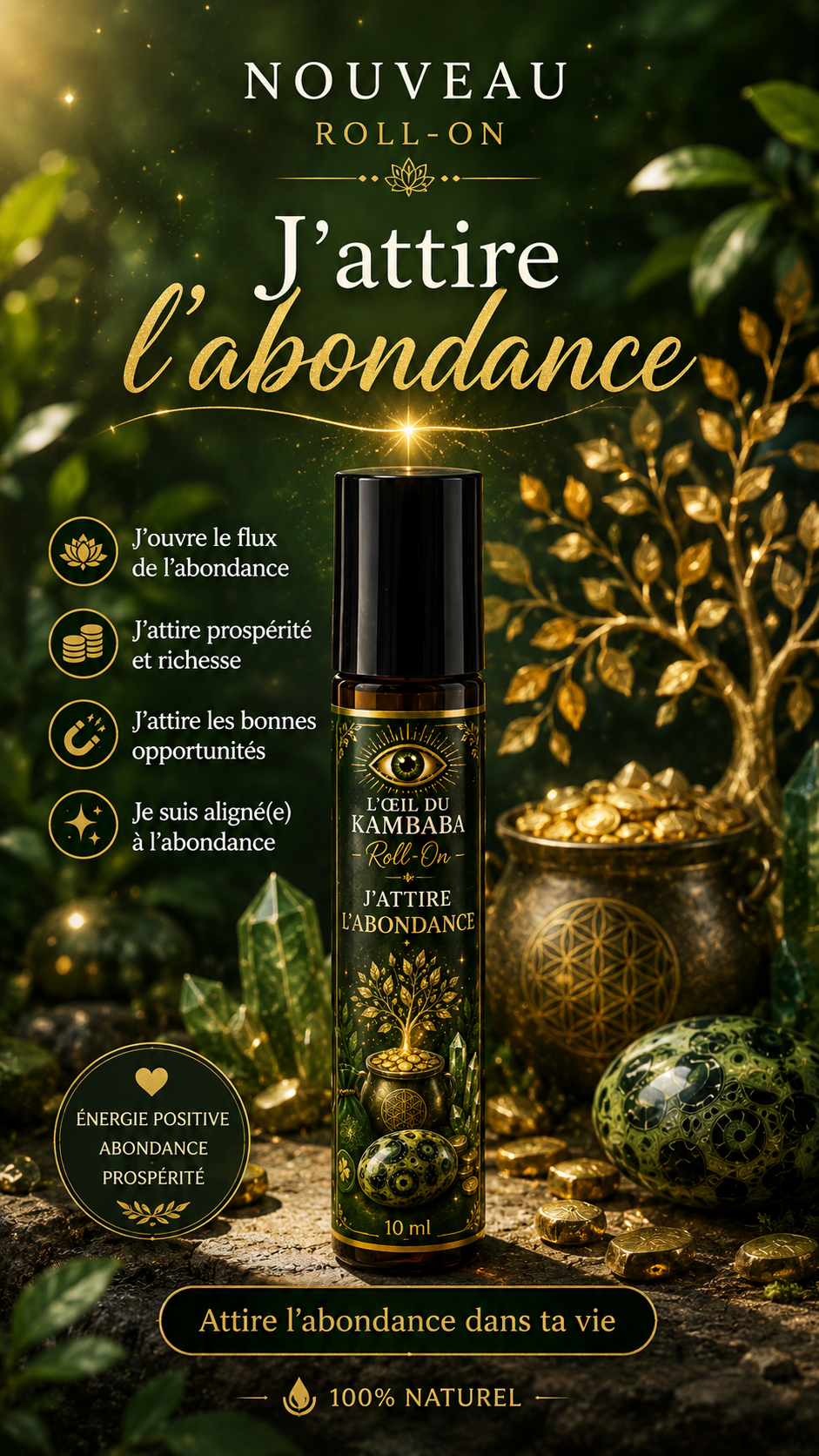 Roll-On J’attire l’Abondance – Aventurine Verte